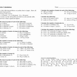 Moles grams and molecules worksheet