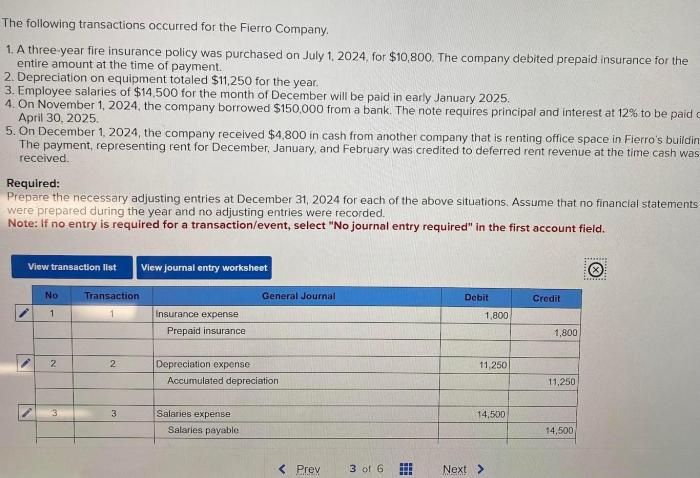 The following transactions occurred for the fierro company